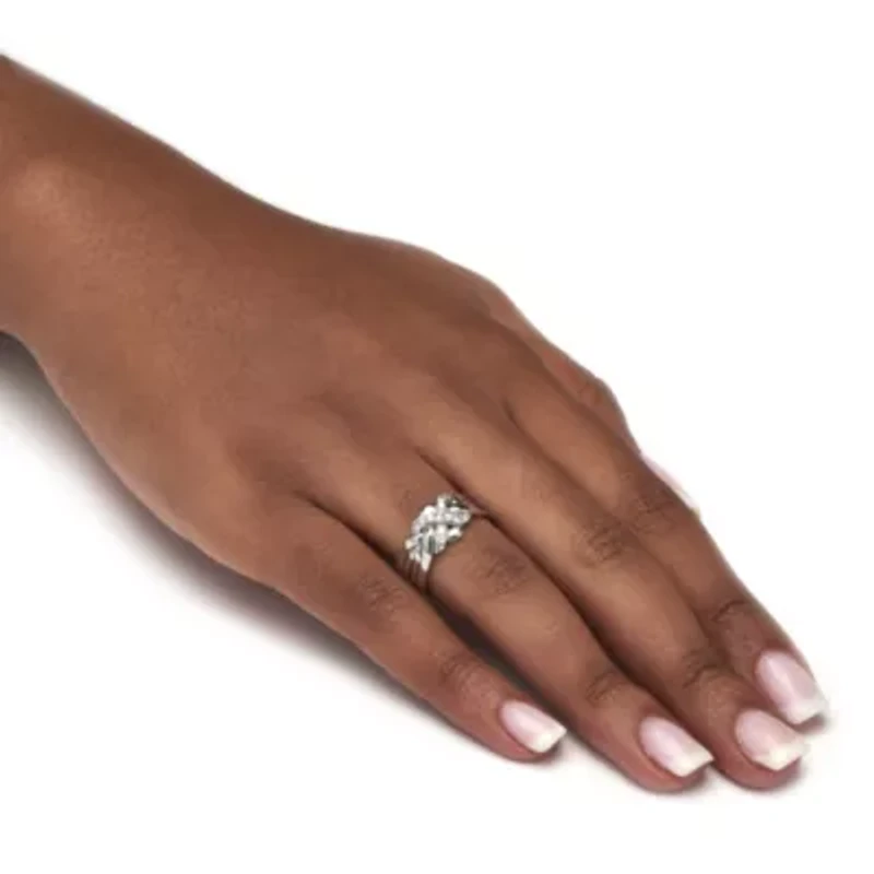 .27 TCW Round Cubic Zirconia Platinum-plated Puzzle Ring