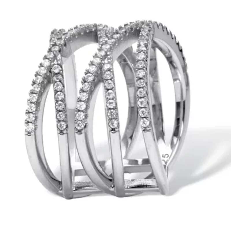 0.55 TCW Round Cubic Zirconia Sterling Silver Five Row Wrap Ring
