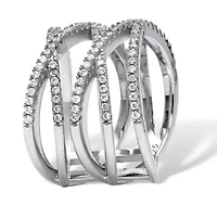 0.55 TCW Round Cubic Zirconia Sterling Silver Five Row Wrap Ring