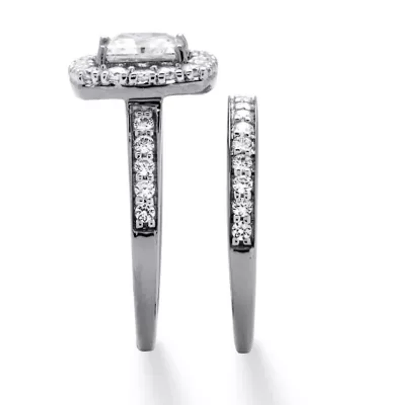 1.93 TCW Cubic Zirconia Bridal Set Platinum-plated Sterling Silver
