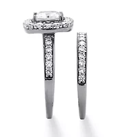 1.93 TCW Cubic Zirconia Bridal Set Platinum-plated Sterling Silver