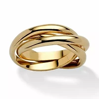 Yellow Gold-Plated Rolling Triple Band Crossover Ring