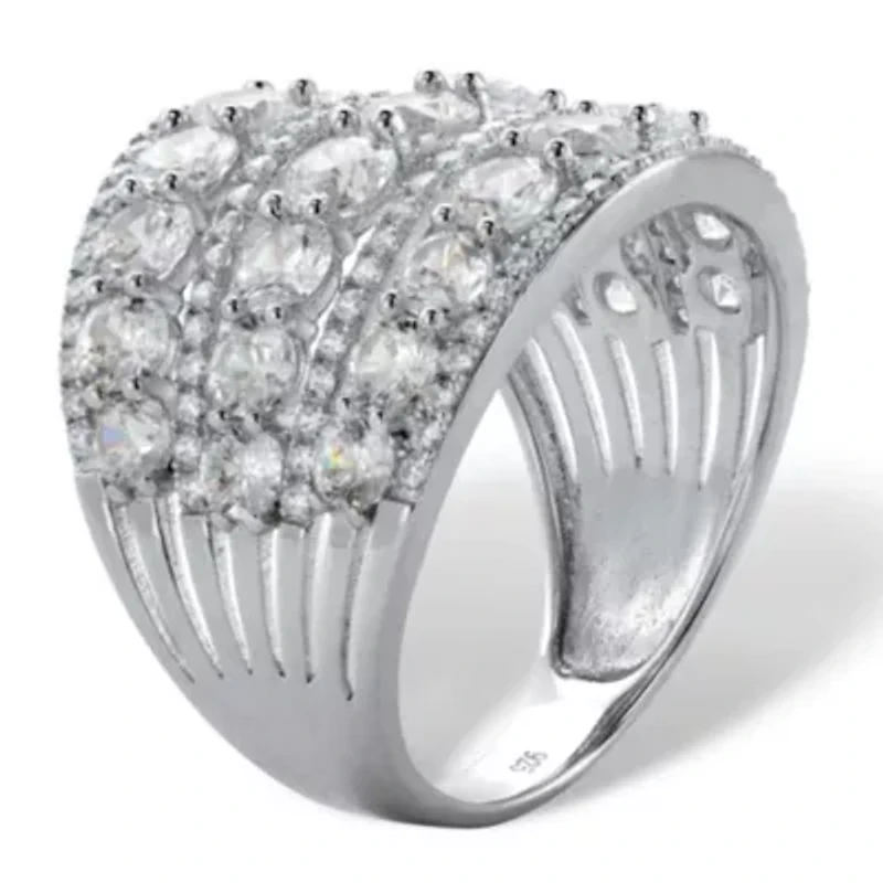 5.23 Cttw. .925 Sterling Silver Round Cubic Zirconia Openwork Dome Cocktail Ring