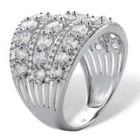5.23 Cttw. .925 Sterling Silver Round Cubic Zirconia Openwork Dome Cocktail Ring