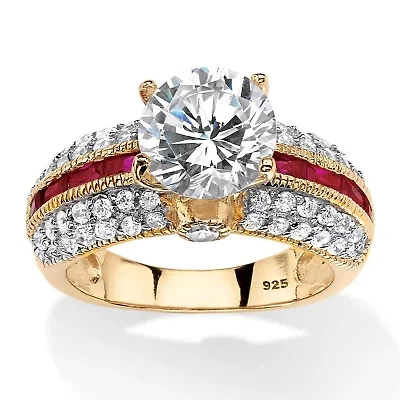 5.52 TCW Round CZ Ring Gold-Plated Sterling Silver