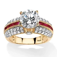 5.52 TCW Round CZ Ring Gold-Plated Sterling Silver