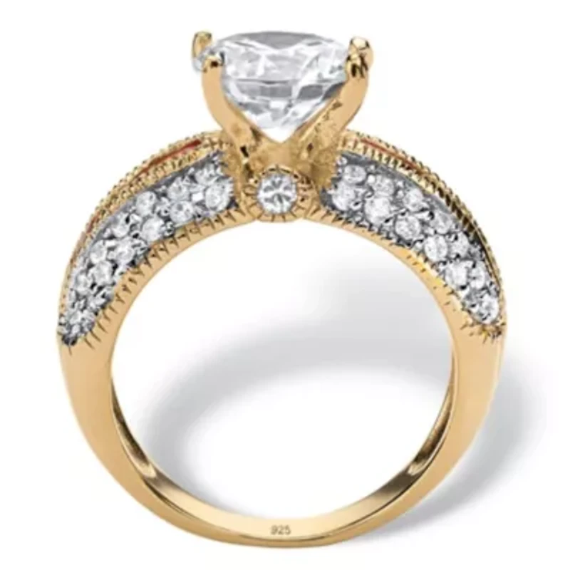 5.52 TCW Round CZ Ring Gold-Plated Sterling Silver