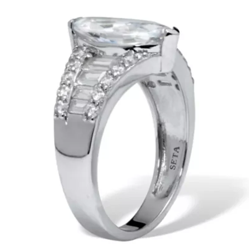4.14 TCW Sterling Silver Cubic Zirconia Engagement Ring