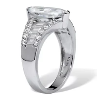 4.14 TCW Sterling Silver Cubic Zirconia Engagement Ring