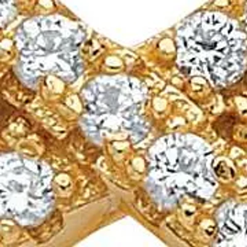 .57 TCW Cubic Zirconia 14k Yellow Gold-Plated Sterling Silver Crossover Ring