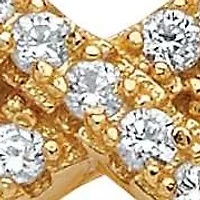 .57 TCW Cubic Zirconia 14k Yellow Gold-Plated Sterling Silver Crossover Ring