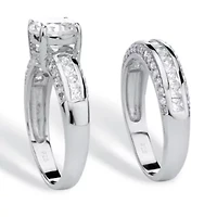 3.19 TCW CZ Bridal Ring 2 Piece Set Platinum-plated Sterling Silver