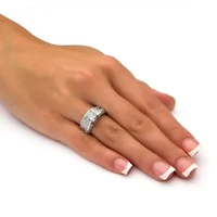 3.19 TCW CZ Bridal Ring 2 Piece Set Platinum-plated Sterling Silver