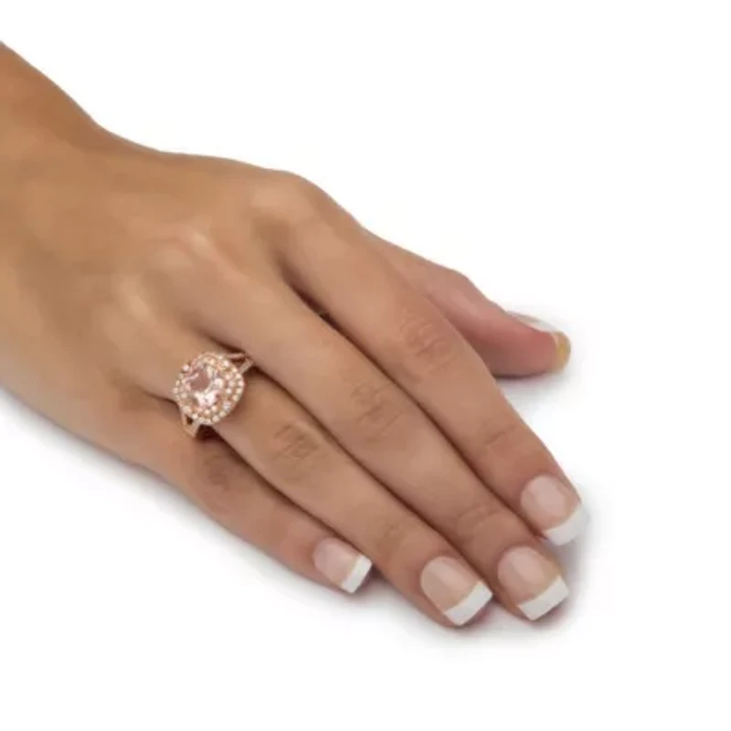2.03 TCW Simulated Pink Morganite and CZ Rose Gold-Plated Sterling Silver Ring
