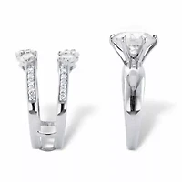 Cttw. Platinum-plated Silver Cubic Zirconia 2-Piece Jacket Wedding Ring Set