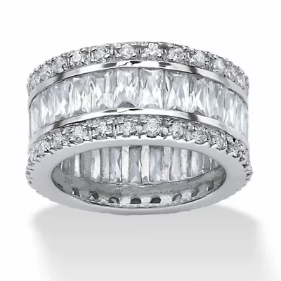 9.34 TCW Cubic Zirconia Eternity Band Platinum-plated Sterling Silver