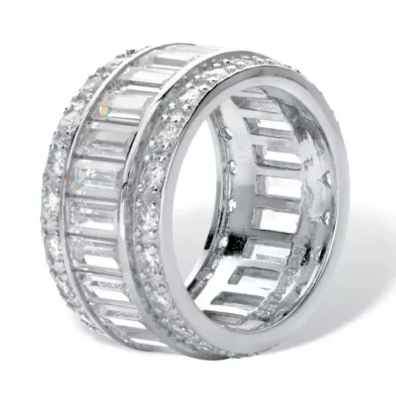 9.34 TCW Cubic Zirconia Eternity Band Platinum-plated Sterling Silver