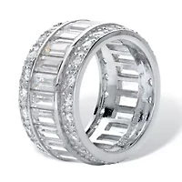 9.34 TCW Cubic Zirconia Eternity Band Platinum-plated Sterling Silver