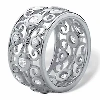 1 TCW Round Cubic Zirconia .925 Sterling Silver Scroll Eternity Ring