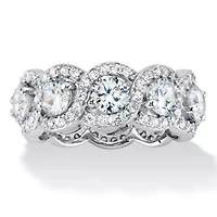 4.60 TCW Cubic Zirconia Halo Crossover Platinum-plated Silver Eternity Ring