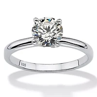 1.08 TCW Cubic Zirconia .925 Sterling Silver Engagement Solitaire Ring