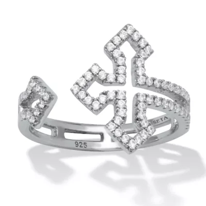 .35 TCW Round Cubic Zirconia Sterling Silver Gothic Cross Ring