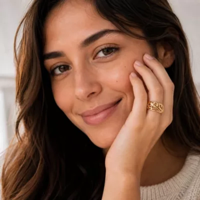 Gold-Plated Sterling Silver Swirl Dome Ring