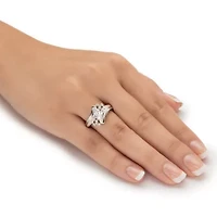 1.03 TCW Marquise-Cut Cubic Zirconia Platinum-Plated Silver Engagement Ring