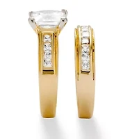 2.92 TCW Princess-Cut Cubic Zirconia Yellow Gold-Plated Wedding Band Set