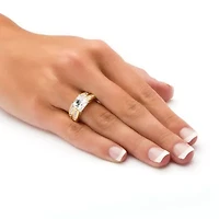 2.92 TCW Princess-Cut Cubic Zirconia Yellow Gold-Plated Wedding Band Set