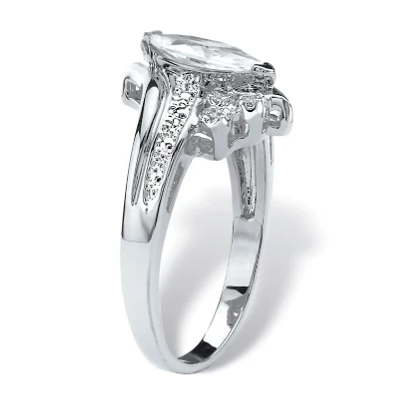 1.03 Cttw. Silvertone Marquise-Cut Cubic Zirconia Engagement Anniversary Ring