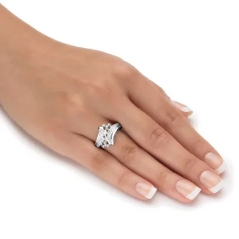 1.03 Cttw. Silvertone Marquise-Cut Cubic Zirconia Engagement Anniversary Ring