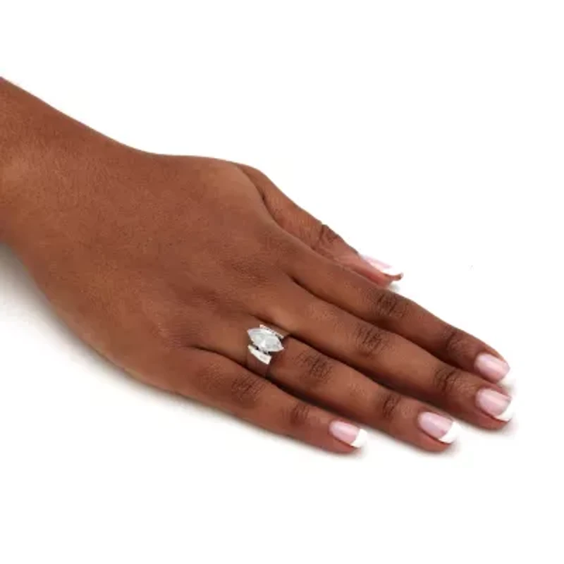 2.48 TCW Marquise-Cut Cubic Zirconia .925 Sterling Silver Ring