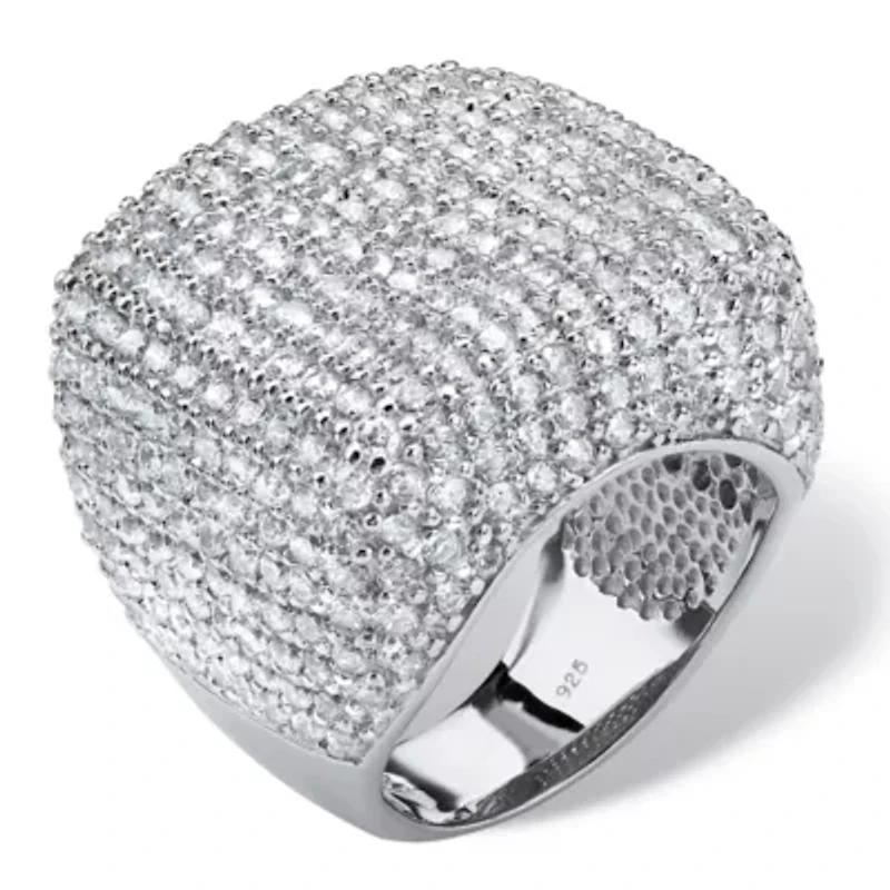 6.76 TCW Round Cubic Zirconia Pave .925 Sterling Silver Dome Ring