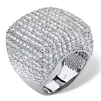 6.76 TCW Round Cubic Zirconia Pave .925 Sterling Silver Dome Ring
