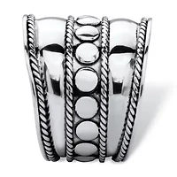 Antiqued .925 Sterling Silver Bali Bohemian Cigar-Style Wide Band Ring
