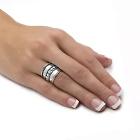 Antiqued .925 Sterling Silver Bali Bohemian Cigar-Style Wide Band Ring