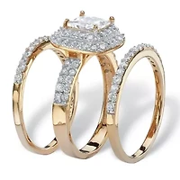2.37 TCW Cubic Zirconia Bridal Set Gold-Plated Sterling Silver