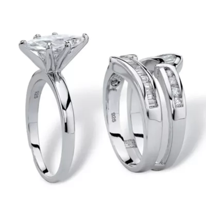 3.57 Cttw. Cubic Zirconia 2 Piece Bridal Ring Set .925 Sterling Silver