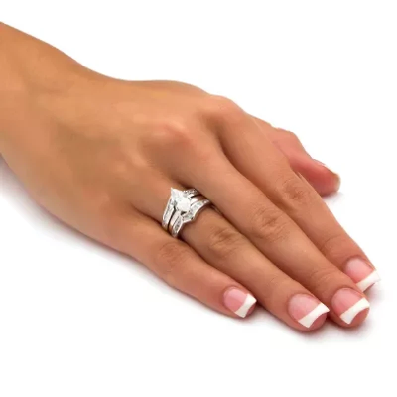3.57 Cttw. Cubic Zirconia 2 Piece Bridal Ring Set .925 Sterling Silver