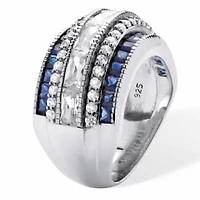 6.48 Cttw. Cubic Zirconia and Simulated Sapphire Platinum-plated Silver Ring