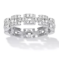 1.08 TCW Round Cubic Zirconia Sterling Silver Eternity Link Ring