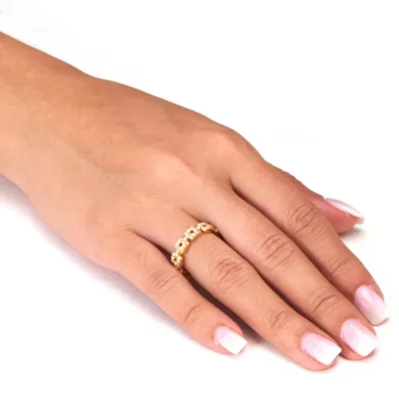 1.08 TCW Round Cubic Zirconia Yellow Gold-Plated Sterling Silver Eternity Ring