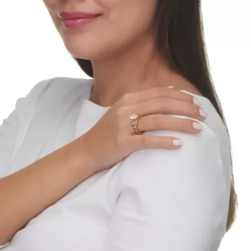 2.69 Cttw 14k Gold-plated Silver Marquise-Cut Cubic Zirconia Engagement Ring