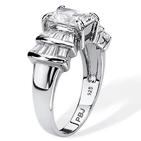 3.10 TCW CZ Ring Platinum-Plated Sterling Silver