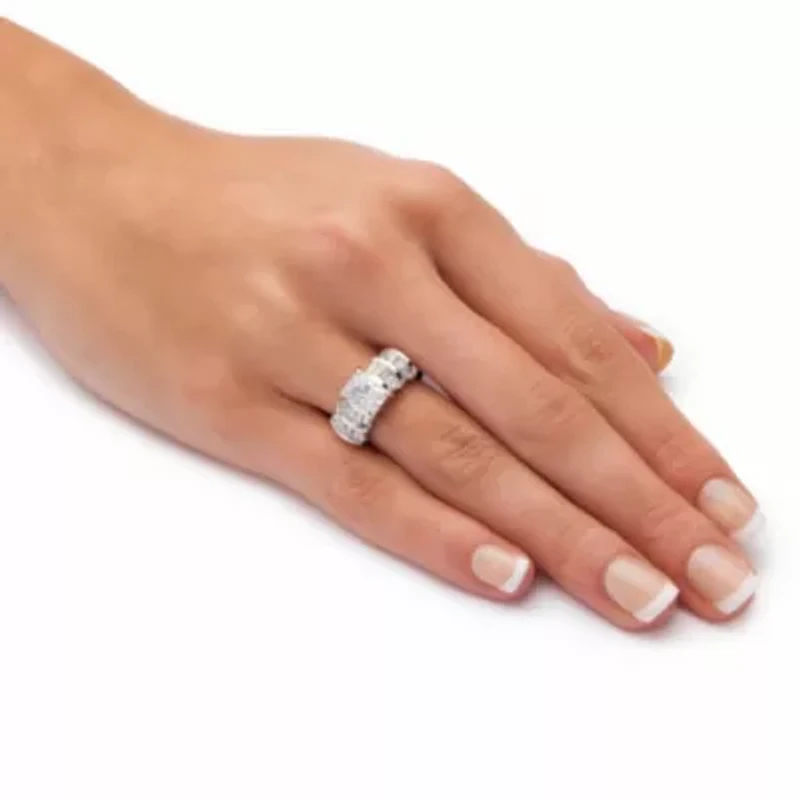 3.10 TCW CZ Ring Platinum-Plated Sterling Silver