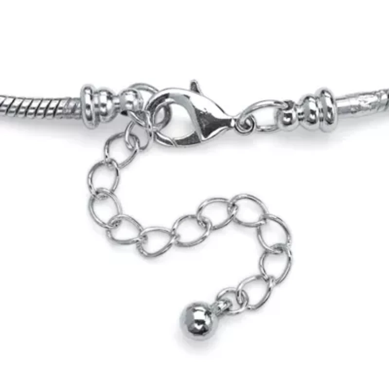 Birthstone Silvertone Bali-Style Bracelet 8"