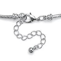 Birthstone Silvertone Bali-Style Bracelet 8"