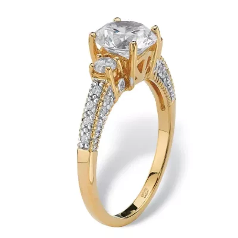 2.38 TCW Round Cubic Zirconia Ring Gold-Plated Sterling Silver