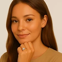 1.08 Cttw. Gold-Plated Sterling Silver Cubic Zirconia Solitaire Engagement Ring